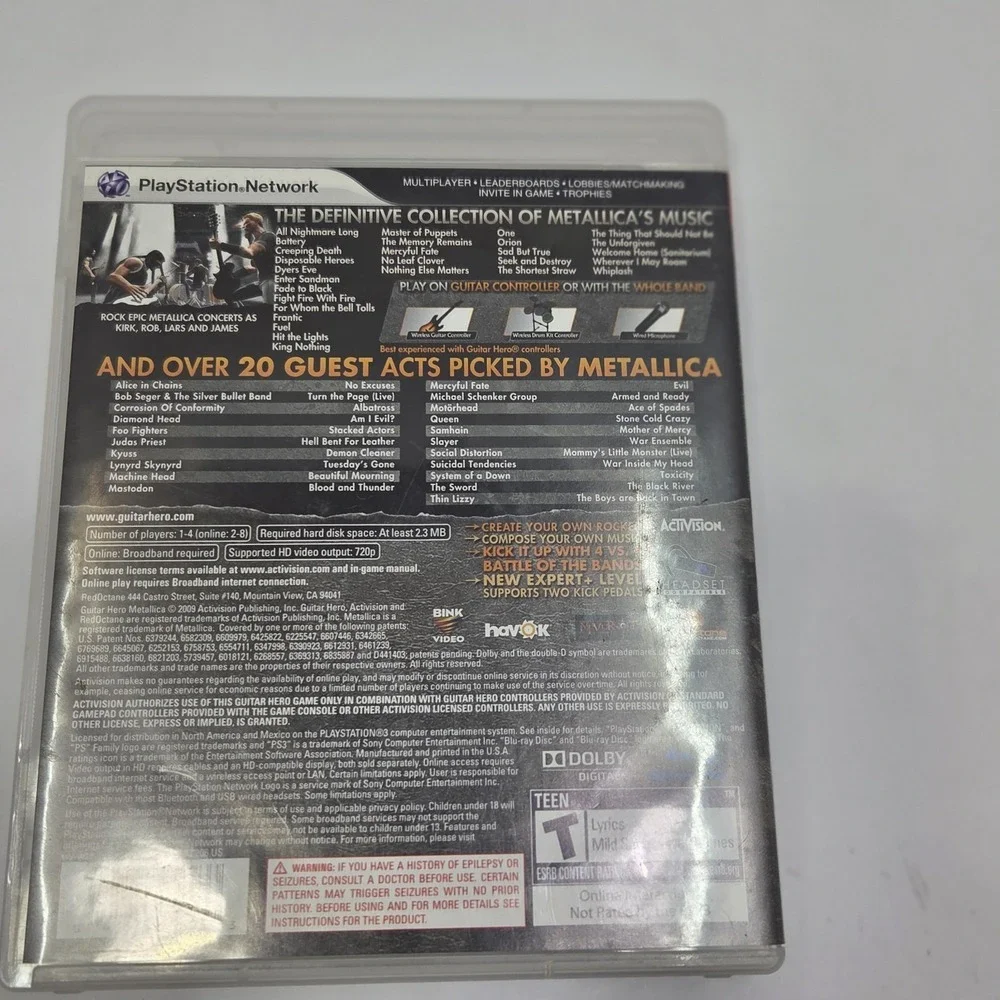 Guitar Hero Metallica PS3 PlayStation 3 Game Complete CIB Tested Clean Disc
